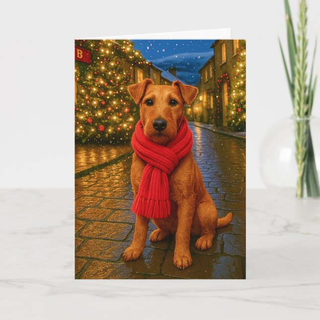 Irish Terrier Holiday Card Helgkort (Framsida)