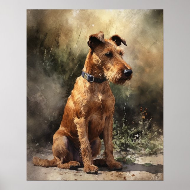 Irish Terrier Hund Art Print Poster (Framsidan)