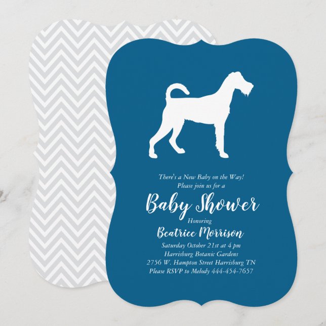 Irish Terrier Hund Baby Shower Blue Boy Inbjudningar (Fram/baksida)