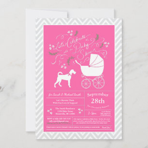 Irish Terrier Hund Baby Shower Rosa Girl Girl Inbjudningar