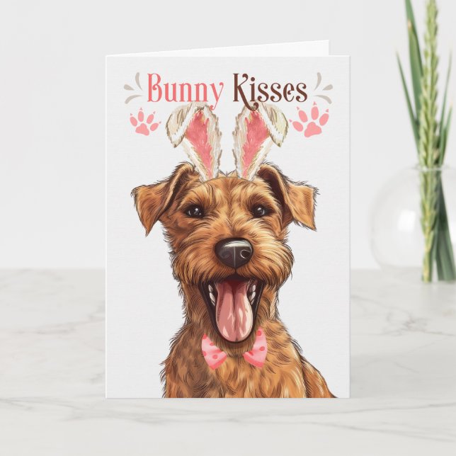 Irish Terrier Hund Bunny Öron för Påsk Helgkort (Framsida)