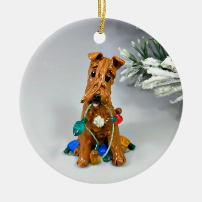 Irish Terrier Hund Ceramic Ornament (Framsidan)