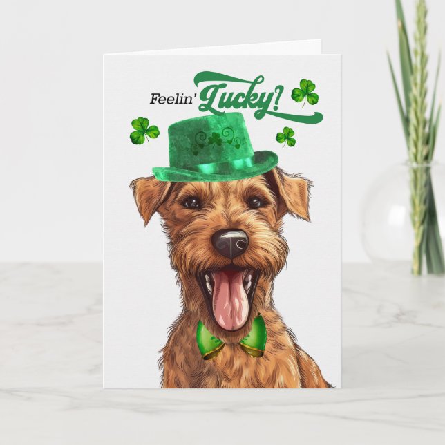 Irish Terrier Hund Feelin' Lucky St patrick's day Helgkort (Framsida)