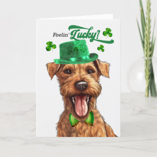 Irish Terrier Hund Feelin' Lucky St patrick's day Helgkort
