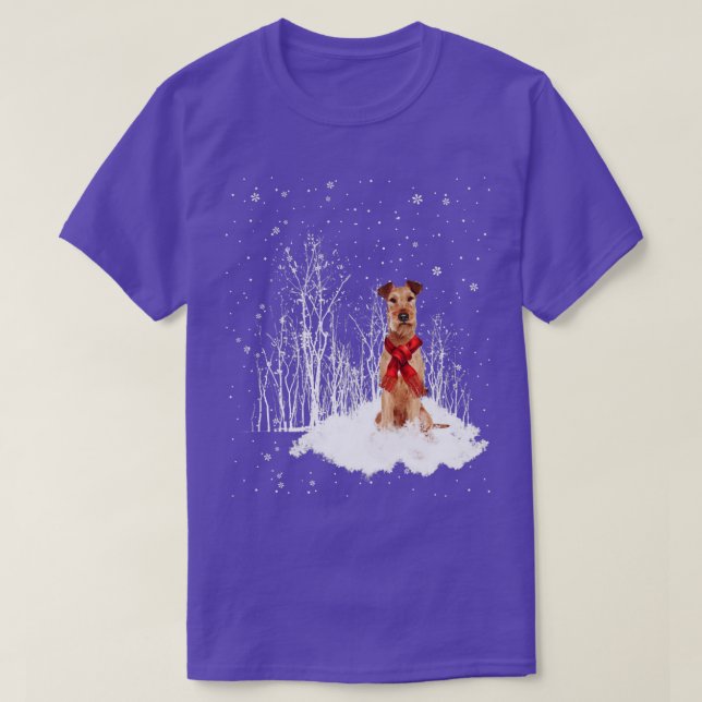 IRISH TERRIER Hund jul-Glad helg säsong T Shirt (Design framsida)