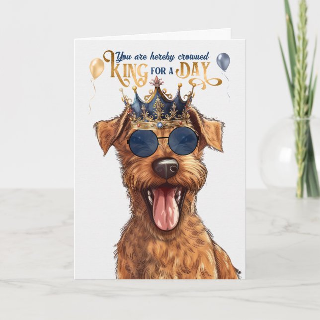 Irish Terrier Hund Kung för Day Funny Birthday Kort (Framsida)