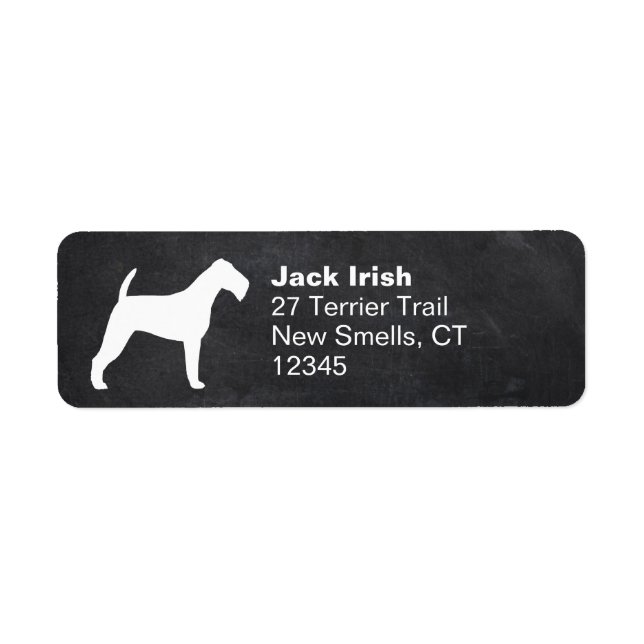 Irish Terrier Hund Silhouette Returadress Returadress Etikett (Framsidan)