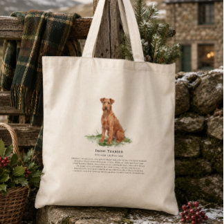 Irish Terrier Hund Vattenfärg Ras Citat Tygkasse