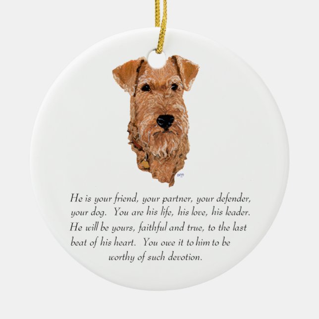 Irish Terrier Keepsaké - Male Julgransprydnad Keramik (Framsidan)
