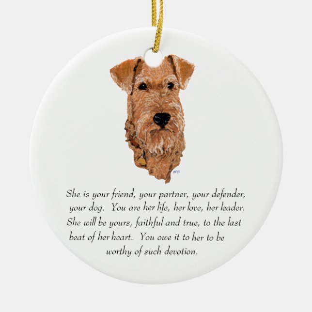 Irish Terrier KeepVII - Female Julgransprydnad Keramik (Framsidan)
