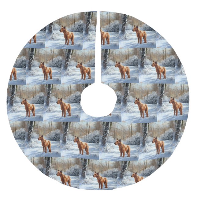 Irish Terrier Låt det snöa jul Julgransmatta Borstad Polyester (Framsidan)