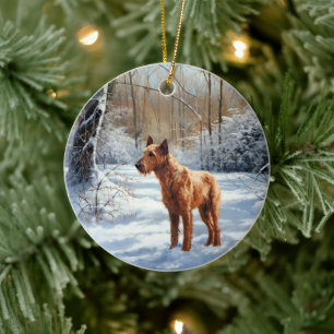 Irish Terrier Låt det snöa jul Julgransprydnad Keramik
