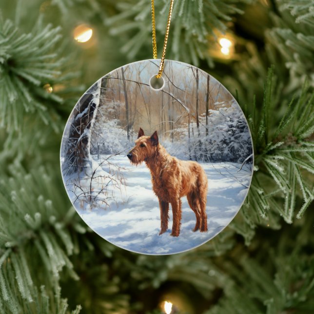 Irish Terrier Låt det snöa jul Julgransprydnad Keramik (Träd)