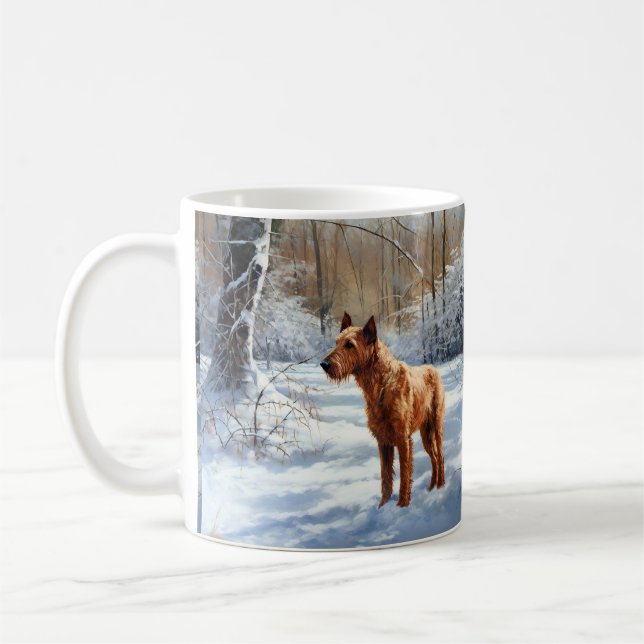 Irish Terrier Låt det snöa jul Kaffemugg (Vänster)