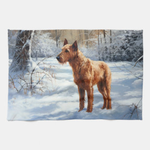 Irish Terrier Låt det snöa jul Kökshandduk