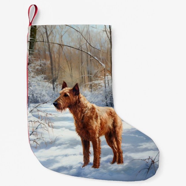 Irish Terrier Låt det snöa jul Liten Julstrumpa (Framsidan)