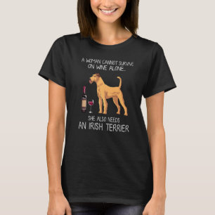 Irish Terrier och Vin Hund Passande T Shirt