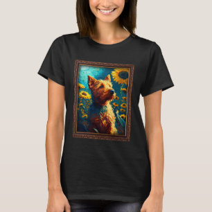 Irish Terrier Painting Solrosblommor Flower Mamma  T Shirt