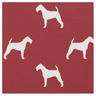 Irish Terrier Silhouettes Mönster Red and White Tyg