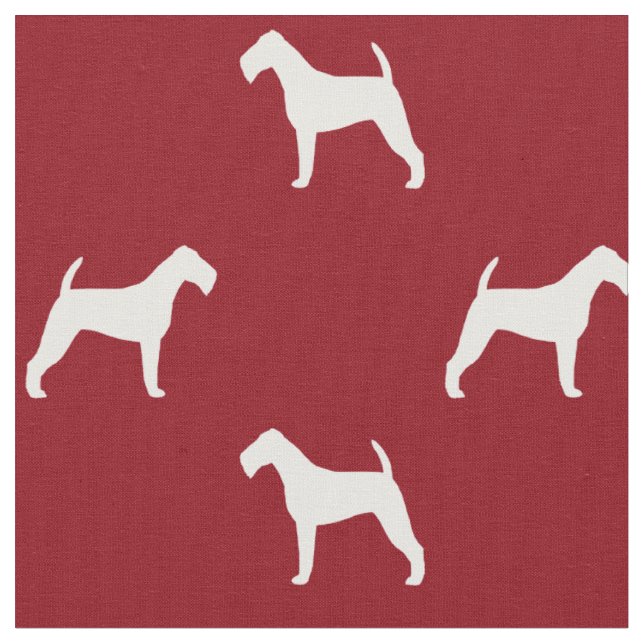 Irish Terrier Silhouettes Mönster Red and White Tyg (Närbild)