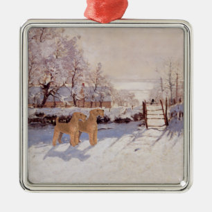 Irish Terriers in Winter Julgransprydnad Metall