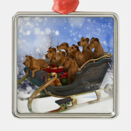 Irish Terriers Sleigh Ride Julgransprydnad Metall