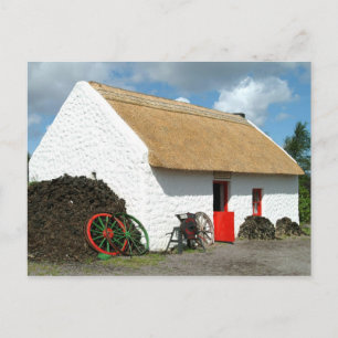 Irish Thatched Cottage Postcard Vykort