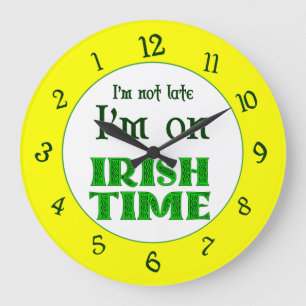 Irish Time Backwards Numbers Clock Stor Klocka