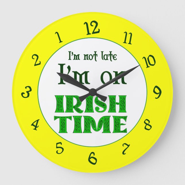 Irish Time Backwards Numbers Clock Stor Klocka (Framsida)