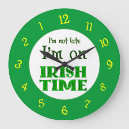 Irish Time Backwards Numbers Clock Stor Klocka
