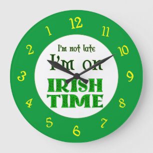 Irish Time Backwards Numbers Clock Stor Klocka