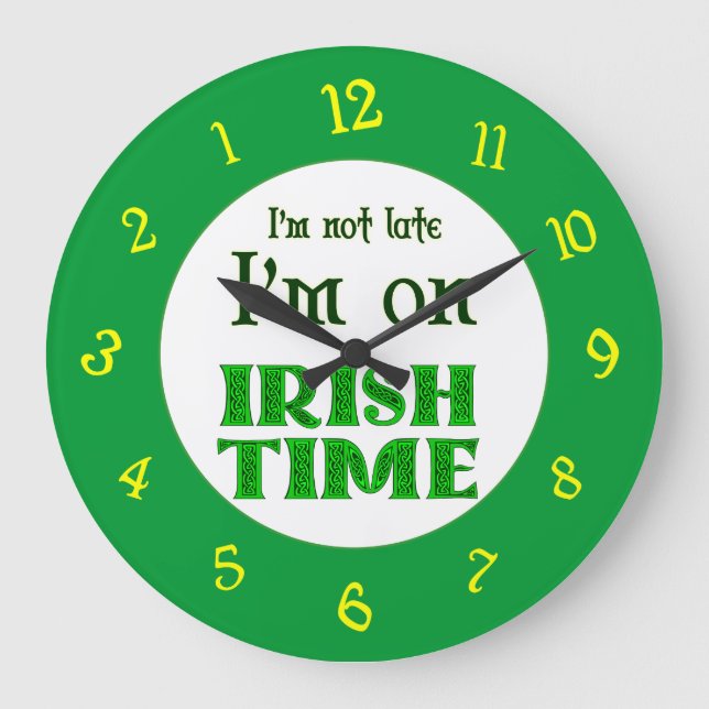 Irish Time Backwards Numbers Clock Stor Klocka (Framsida)