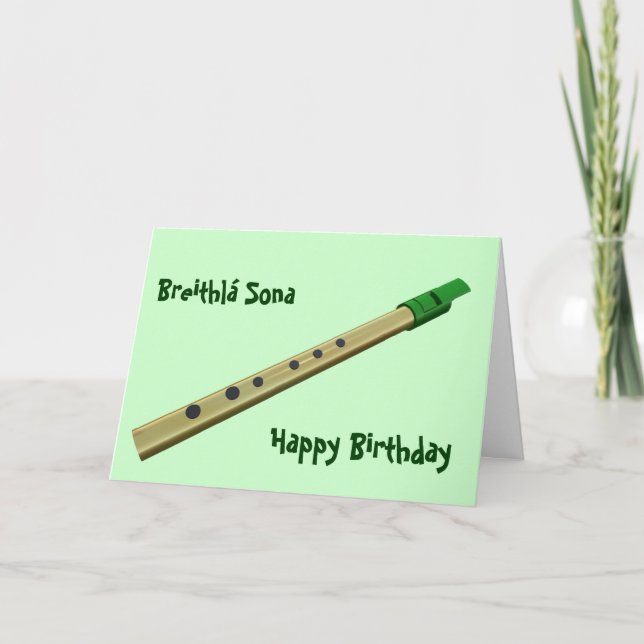 Irish Tin Whistle Birthday Card Kort (Framsida)