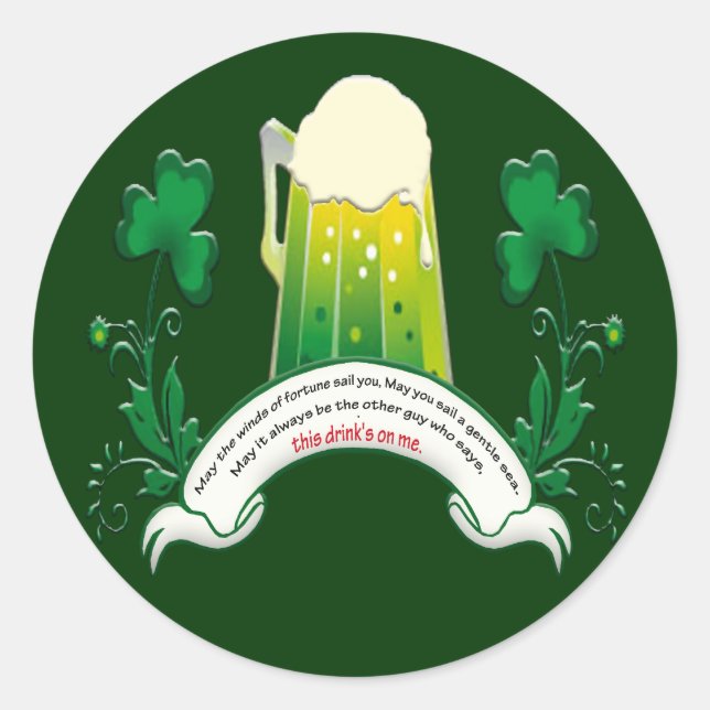 Irish Toast Stickers Runt Klistermärke (Framsida)
