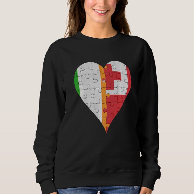 Irish Togan Flagga Heart T Shirt (Framsida)