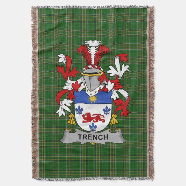 Irish Trench Jackar Arm Family Crest Ireland Filt (Framsidan Vertikal)