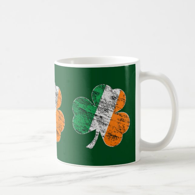 Irish Tricolor Distress Shamrock St patricks day Kaffemugg (Höger)