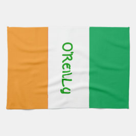 Irish Tricolor Grönt White Orange Flagga med Namn Kökshandduk