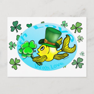 IRISH TUR GOLDFISH med hatt och schampar söta Vykort