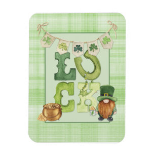 Irish Tur St patrick's day Gnome Shamrock Grönt Magnet