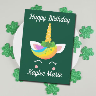 Irish Unicorn Girl Cute Anpassningsbar Grattis på Kort