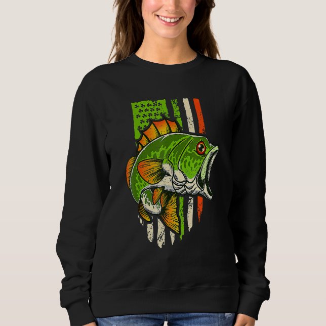 Irish US American Flag Fishing Fish St Patricks Da T Shirt (Framsida)