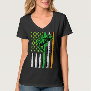 Irish US American Flagga Fishing Fish St Patricks T Shirt