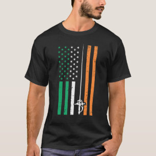 Irish US Flagga Fencsword Vintage St Patrick Day T Shirt