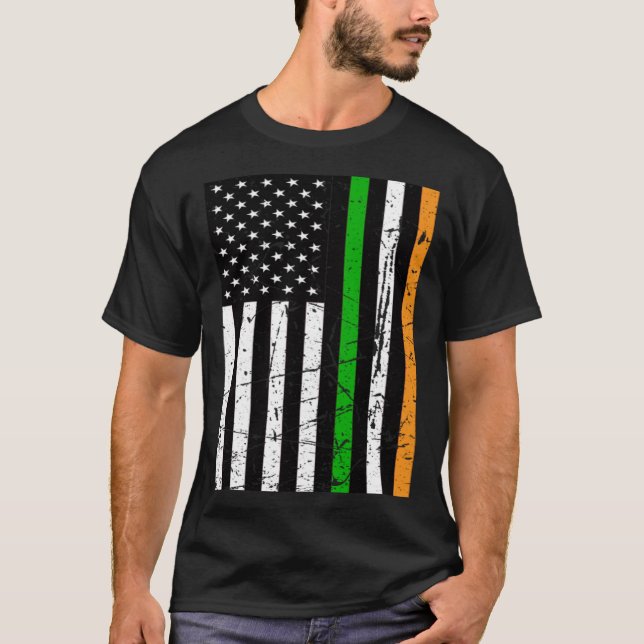 Irish USA Flag Souvenir Distressed Ireland Adults  T Shirt (Framsida)
