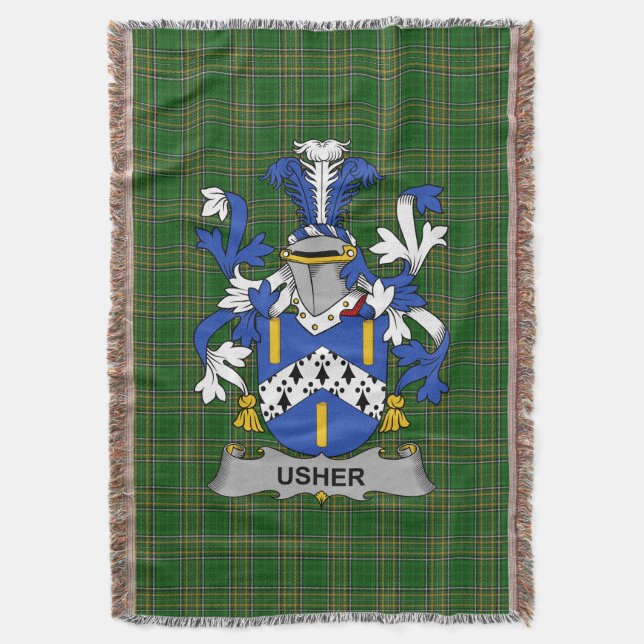 Irish Usher Jackar om Arm Family Crest Ireland Filt (Framsidan Vertikal)