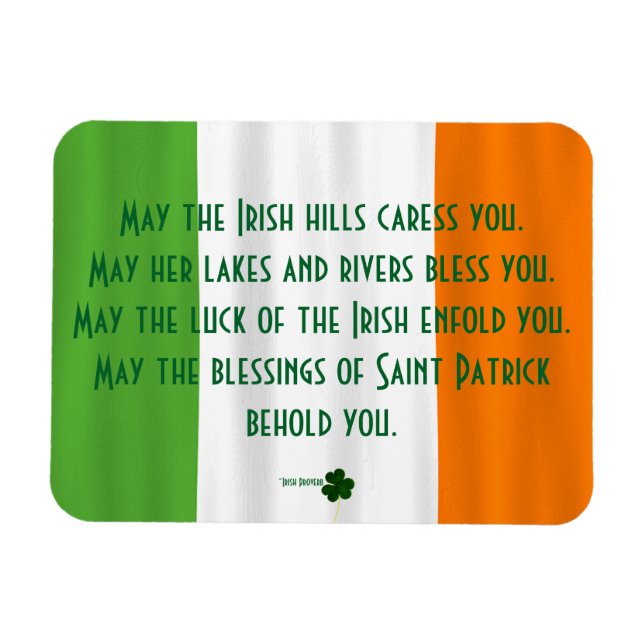 Irish välsignelse of St. Patrick Flagga Shamrock M Magnet (Horisontell)