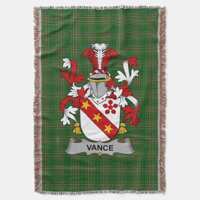 Irish Vance Jackar Arm Family Crest Ireland Filt (Framsidan Vertikal)