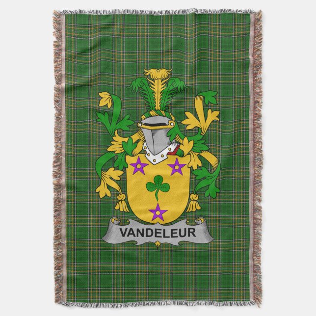 Irish Vandeleur Jackar om Arm Family Crest Ireland Filt (Framsidan Vertikal)