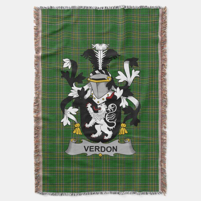Irish Verdon Jackar om Arm Family Crest Ireland Filt (Framsidan Vertikal)